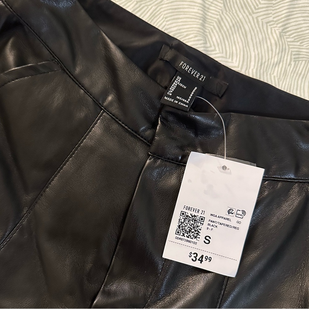 Forever 21 faux leather tapered pants, S, NWT